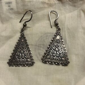 Silver Triangle Tribal Earrings, pure silver